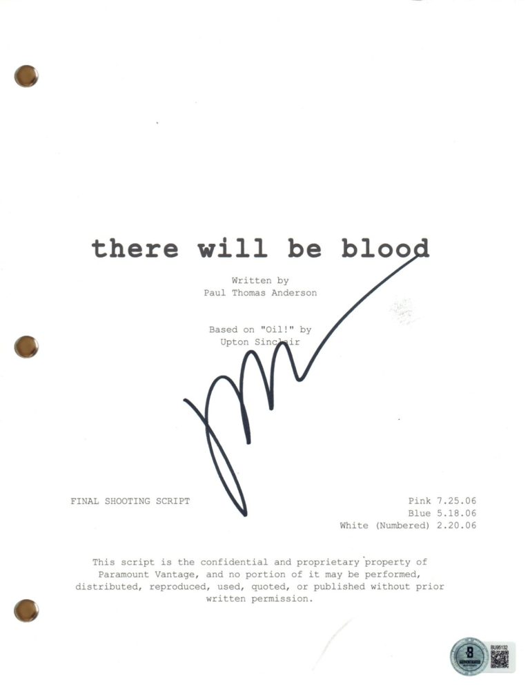 Paul Thomas Anderson THERE WILL BE BLOOD Signed Movie Script Screenplay Beckett