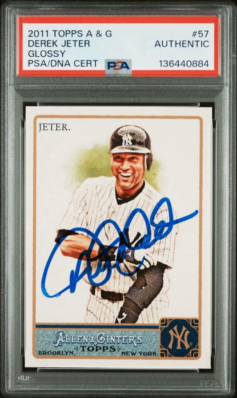2011 Topps Allen & Ginter’s #57 Derek Jeter Signed Glossy /999 PSA AUTO YANKEES