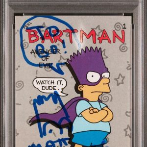 1990 Topps Simpsons #1 Matt Groening Signed Bartman Rookie Card PSA 8/AUTO 10 RC