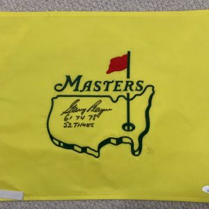 GARY PLAYER HAND SIGNED MASTERS GOLF FLAG       WINNING YEARS+52 TIMES       JSA