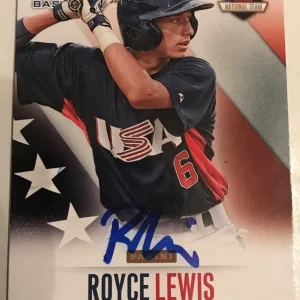 ROYCE LEWIS SIGNED 2014 PANINI TEAM USA BASEBASLL ROOKIE CARD AUTO