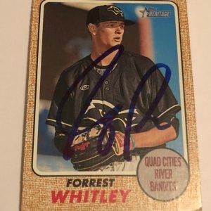 FORREST WHITLEY SIGNED 2017 TOPPS HERITAGE MINORS PROSPECT ROOKIE CARD AUTO