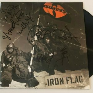 WU TANG CLAN SIGNED IRON FLAG 2 LP VINYL RECORD RZA GZA METHOD MAN MASTA JSA COA