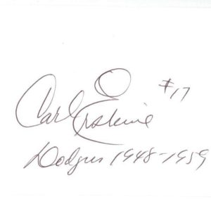 Carl Erskine Signed Autographed Dodgers 1948 1960 Index Card Beckett BAS