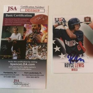 ROYCE LEWIS SIGNED 2014 PANINI USA BASEBALL PROSPECT ROOKIE CARD AUTO JSA