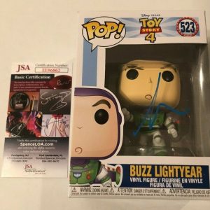TIM ALLEN SIGNED BUZZ LIGHTYEAR POP FUNKO FIGURE TOY STORY 4 PROOF JSA COA