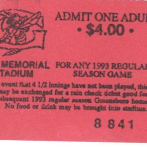 1993 Derek Jeter Original Any Game Columbus Clippers Game Ticket RARE