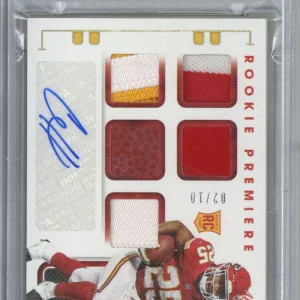 2020 Panini Absolute 221 Clyde Edwards-Helaire Materials Autograph-Five PSA 9 10