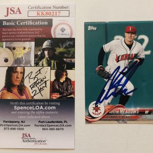 AUSTIN MEADOWS SIGNED 2018 TOPPS PRO DEBUT PROSPECT ROOKIE CARD JSA COA AUTO