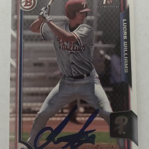 LUCAS WILLIAMS SIGNED 2015 BOWMAN DRAFT PROSPECT ROOKIE CARD PHILLIES  LUKE AUTO