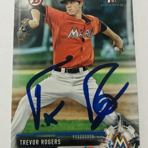TREVOR ROGERS SIGNED 2017 BOWMAN DRAFT PROSPECT ROOKIE CARD MIAMI MARLINS AUTO