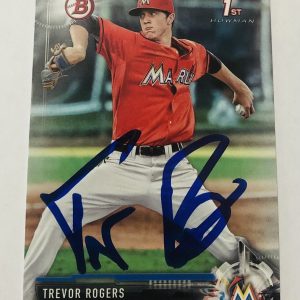 TREVOR ROGERS SIGNED 2017 BOWMAN DRAFT PROSPECT ROOKIE CARD MIAMI MARLINS AUTO