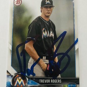 TREVOR ROGERS SIGNED 2018 BOWMAN PROSPECT ROOKIE CARD MIAMI MARLINS AUTO
