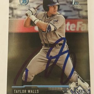 TAYLOR WALLS SIGNED 2017 BOWMAN CHROME DRAFT PROSPECT ROOKIE CARD RAYS AUTO