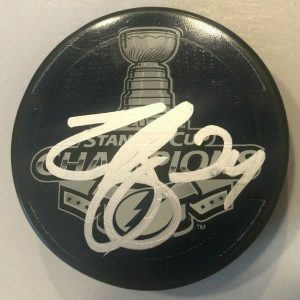 ZACH BOGOSIAN SIGNED 2020 STANLEY CUP PUCK W/ CASE TAMPA BAY LIGHTNING COA