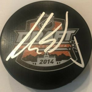 AARON EKBLAD SIGNED 2014 NHL DRAFT HOCKEY PUCK W/ CASE FLORIDA PANTHERS COA