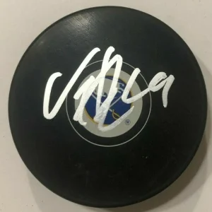 VINNIE HINOSTROZA SIGNED BUFFALO SABRES HOCKEY PUCK W/ CASE COA