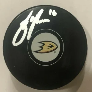 ZACH ASTON-REESE SIGNED ANAHEIM DUCKS HOCKEY PUCK W/ CASE COA