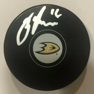ZACH ASTON-REESE SIGNED ANAHEIM DUCKS HOCKEY PUCK W/ CASE COA