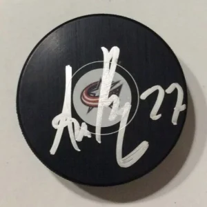 ADAM BOQVIST SIGNED COLUMBUS BLUE JACKETS HOCKEY PUCK W/ CASE COA