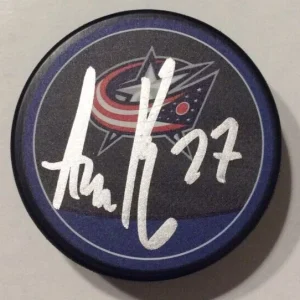 ADAM BOQVIST SIGNED COLUMBUS BLUE JACKETS HOCKEY PUCK W/ CASE COA