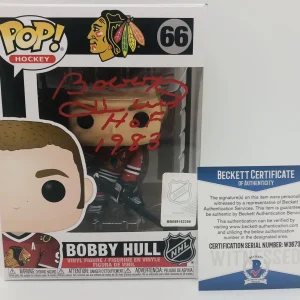 BOBBY HULL SIGNED POP FUNKO FIGURE NHL LEGEND CHICAGO BLACKHAWKS PROOF BAS COA