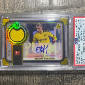 2019 Topps Museum Bundesliga Erling Haaland Gold /50 Relic PSA 8 10 Auto