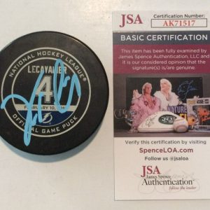 VINCENT LECAVALIER SIGNED TAMPA BAY LIGHTNING RETIREMENT PUCK W/ CASE JSA COA