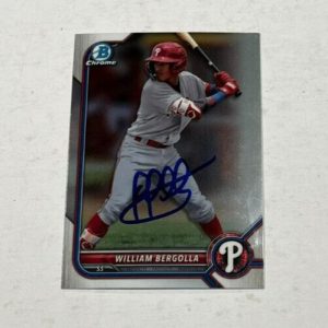 WILLIAM BERGOLLA SIGNED 2022 BOWMAN CHROME BASEBALL ROOKIE CARD AUTO