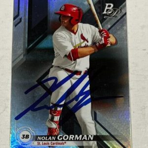 NOLAN GORMAN SIGNED 2019 BOWMAN PLATINUM BASEBALL ROOKIE CARD AUTO