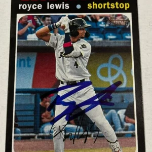 ROYCE LEWIS SIGNED 2020 TOPPS HERITAGE MINOR LEAGUE BASEBALL CARD AUTO