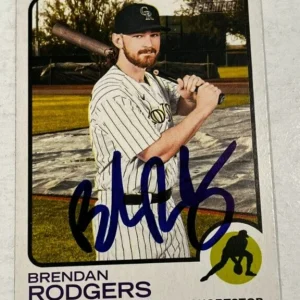 BRENDAN RODGERS SIGNED 2022 TOPPS HERITAGE BASEBALL CARD AUTO
