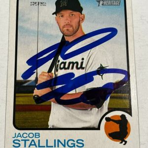JACOB STALLINGS SIGNED 2022 TOPPS HERITAGE BASEBALL CARD AUTO