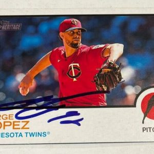 JORGE LOPEZ SIGNED 2022 TOPPS HERITAGE BASEBALL CARD AUTO