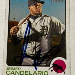 JEIMER CANDELARIO SIGNED 2022 TOPPS HERITAGE BASEBALL CARD AUTO
