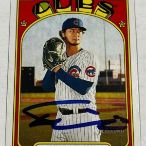 YU DARVISH SIGNED 2021 TOPPS HERITAGE BASEBALL CARD AUTO