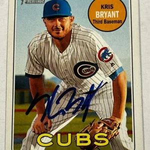 KRIS BRYANT SIGNED 2018 TOPPS HERITAGE BASEBALL CARD AUTO