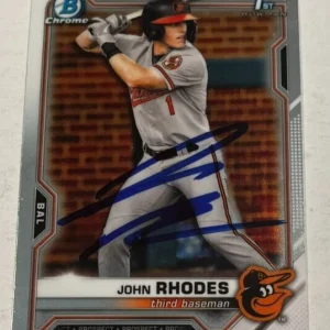 JOHN RHODES SIGNED 2021 BOWMAN CHROME DRAFT BASEBALL CARD AUTO