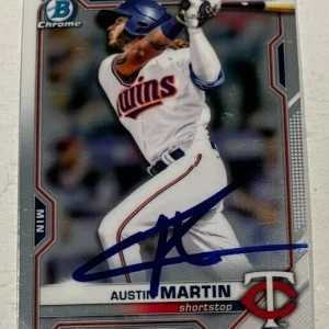 AUSTIN MARTIN SIGNED 2021 BOWMAN CHROME DRAFT BASEBALL CARD AUTO