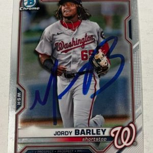 JORDY BARLEY SIGNED 2021 BOWMAN CHROME DRAFT BASEBALL CARD AUTO