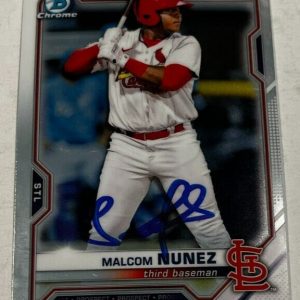 MALCOM NUNEZ SIGNED 2021 BOWMAN CHROME DRAFT BASEBALL CARD AUTO