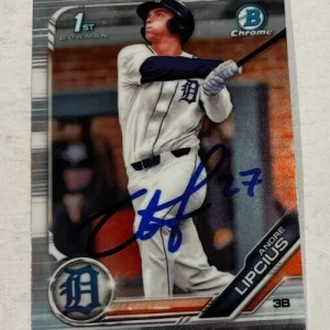 ANDRE LIPCIUS SIGNED 2019 BOWMAN CHROME DRAFT PROSPECT BASEBALL CARD AUTO