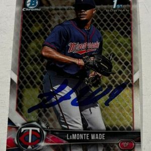 LAMONTE WADE SIGNED 2018 BOWMAN CHROME PROSPECT BASEBALL CARD AUTO