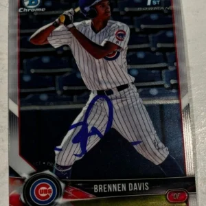 BRENNEN DAVIS SIGNED 2018 BOWMAN CHROME DRAFT PROSPECT CARD AUTO
