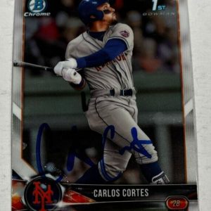 CARLOS CORTES SIGNED 2018 BOWMAN CHROME DRAFT PROSPECT CARD AUTO