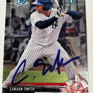 CANAAN SMITH SIGNED 2017 BOWMAN CHROME DRAFT PROSPECT CARD AUTO