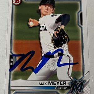 MAX MEYER SIGNED 2021 BOWMAN PROSPECT BASEBALL ROOKIE CARD AUTO