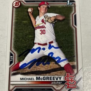 MICHAEL MCGREEVY SIGNED 2021 BOWMAN DRAFT PROSPECT BASEBALL ROOKIE CARD AUTO