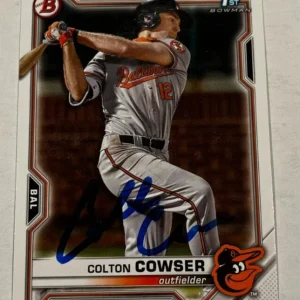 COLTON COWSER SIGNED 2021 BOWMAN DRAFT PROSPECT BASEBALL ROOKIE CARD AUTO