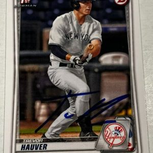 TREVOR HAUVER SIGNED 2020 BOWMAN DRAFT PROSPECT ROOKIE CARD AUTO